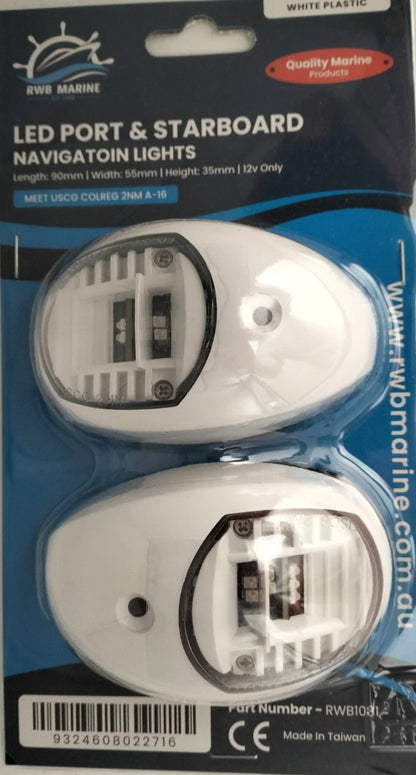 12V LED Boat Navigation Lights Port/Starboard White Case 2NM Approved