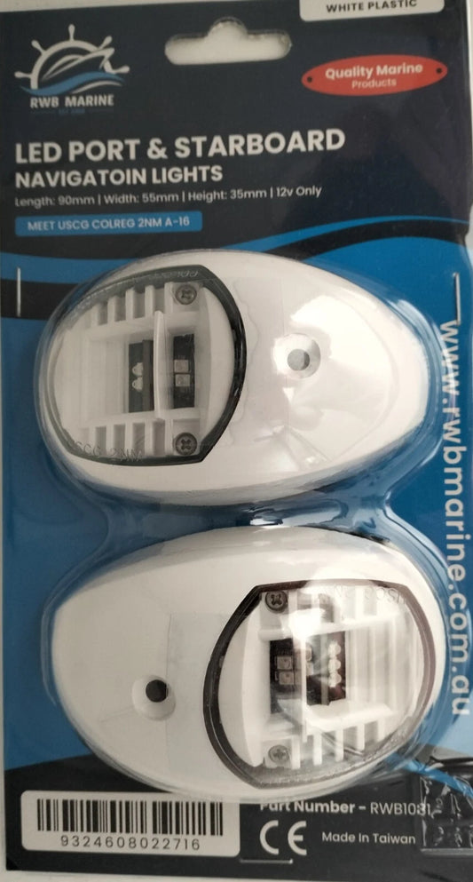 12V LED Boat Navigation Lights Port/Starboard White Case 2NM Approved