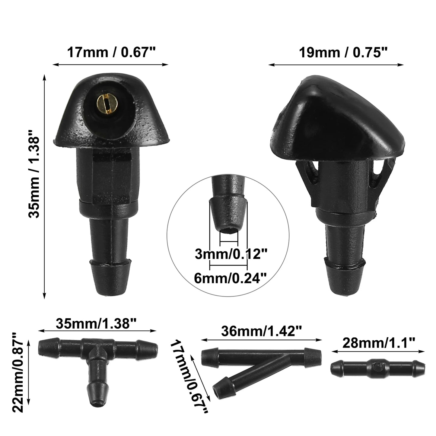 2 x Windshield Washer Nozzles & 2.5m Hose Kit for Honda Civic CR-V (2001-2006)