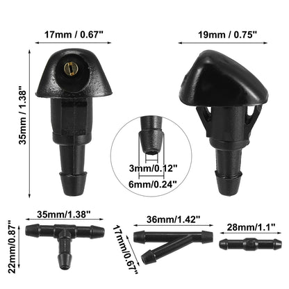 2 x Windshield Washer Nozzles & 2.5m Hose Kit for Honda Civic CR-V (2001-2006)