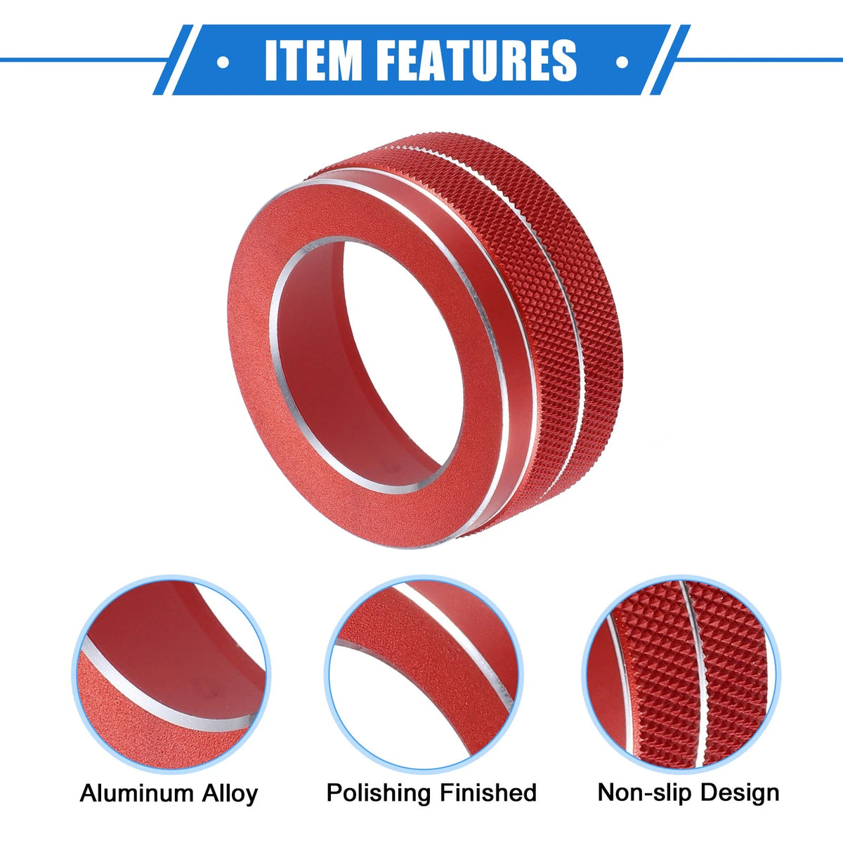 4 x Car AC Climate Control Knob Rings for Toyota RAV4 (2019-2023) Durable Red
