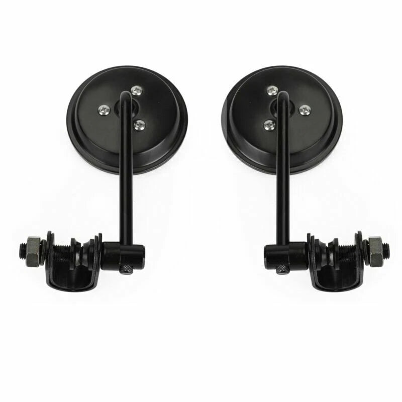 3" Round Motorcycle Mirror with Handlebar Clamp Black for Cafe Racer (2020-2023)