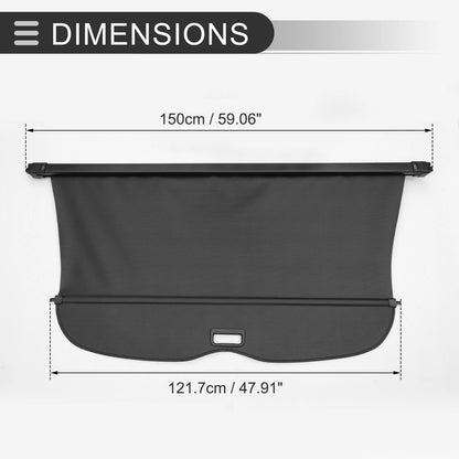 Car Rear Retractable Cargo Cover for Honda Passport (2019-2023) Black Fiber