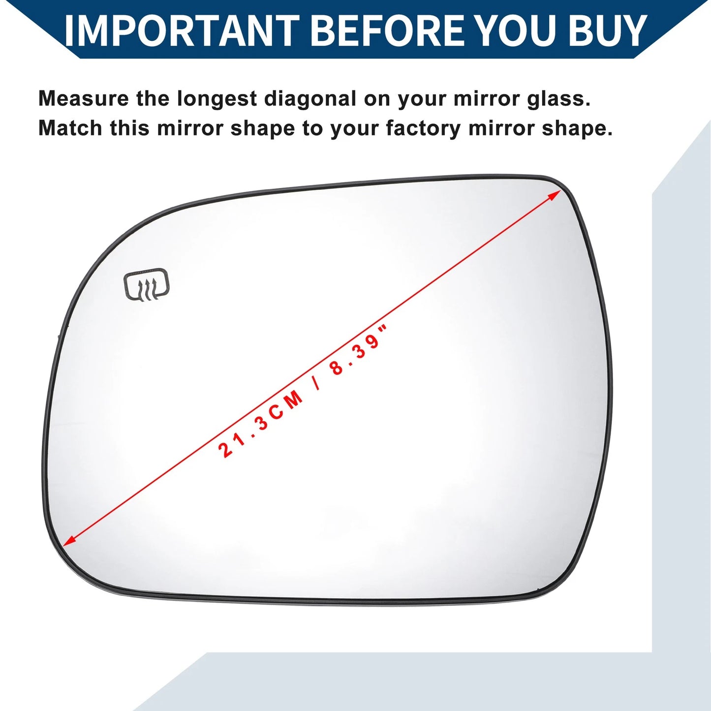 Heated Left Mirror Glass for Toyota Sienna (2011-2019)