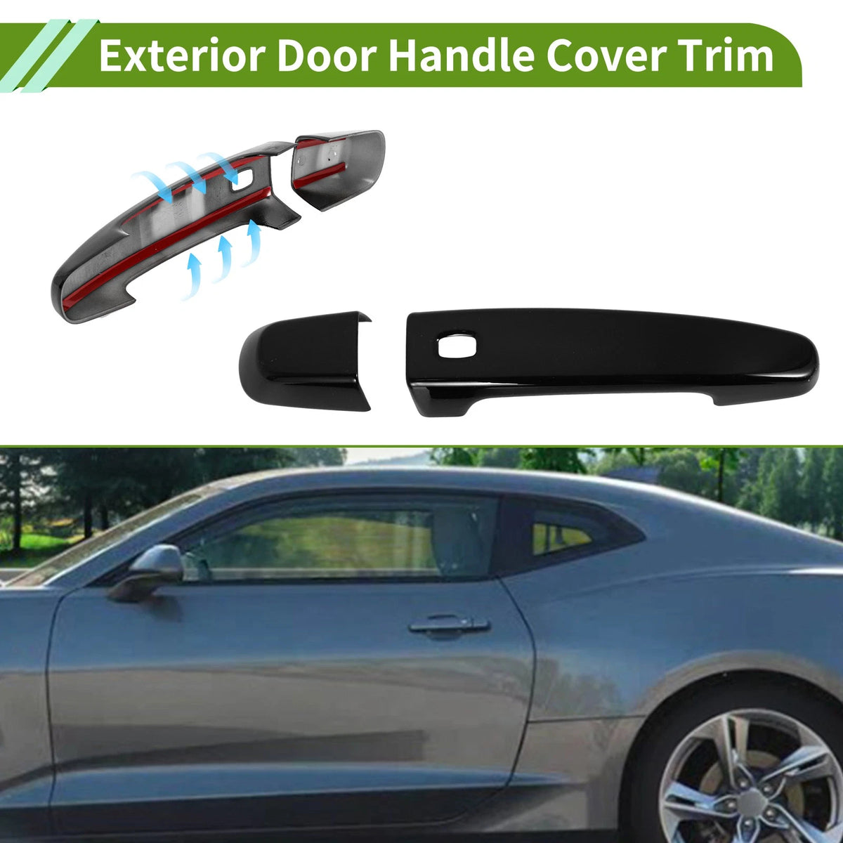 Door Handle Cover Trim for Chevrolet Camaro Glossy Black (2016-2023)