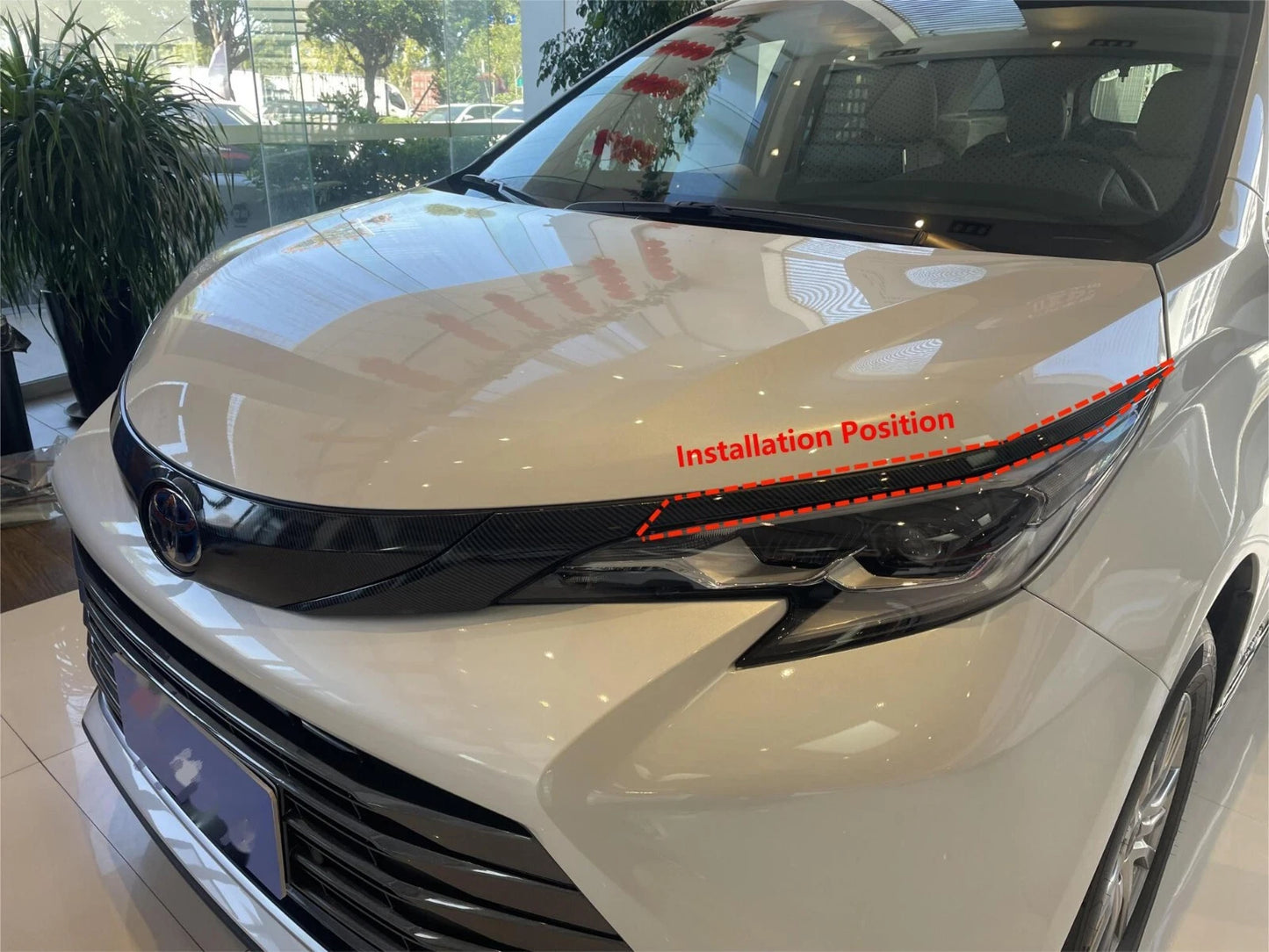 Carbon Fiber Big Front Lamp Eyebrow Cover Trim for Toyota Sienna (2021-2023)