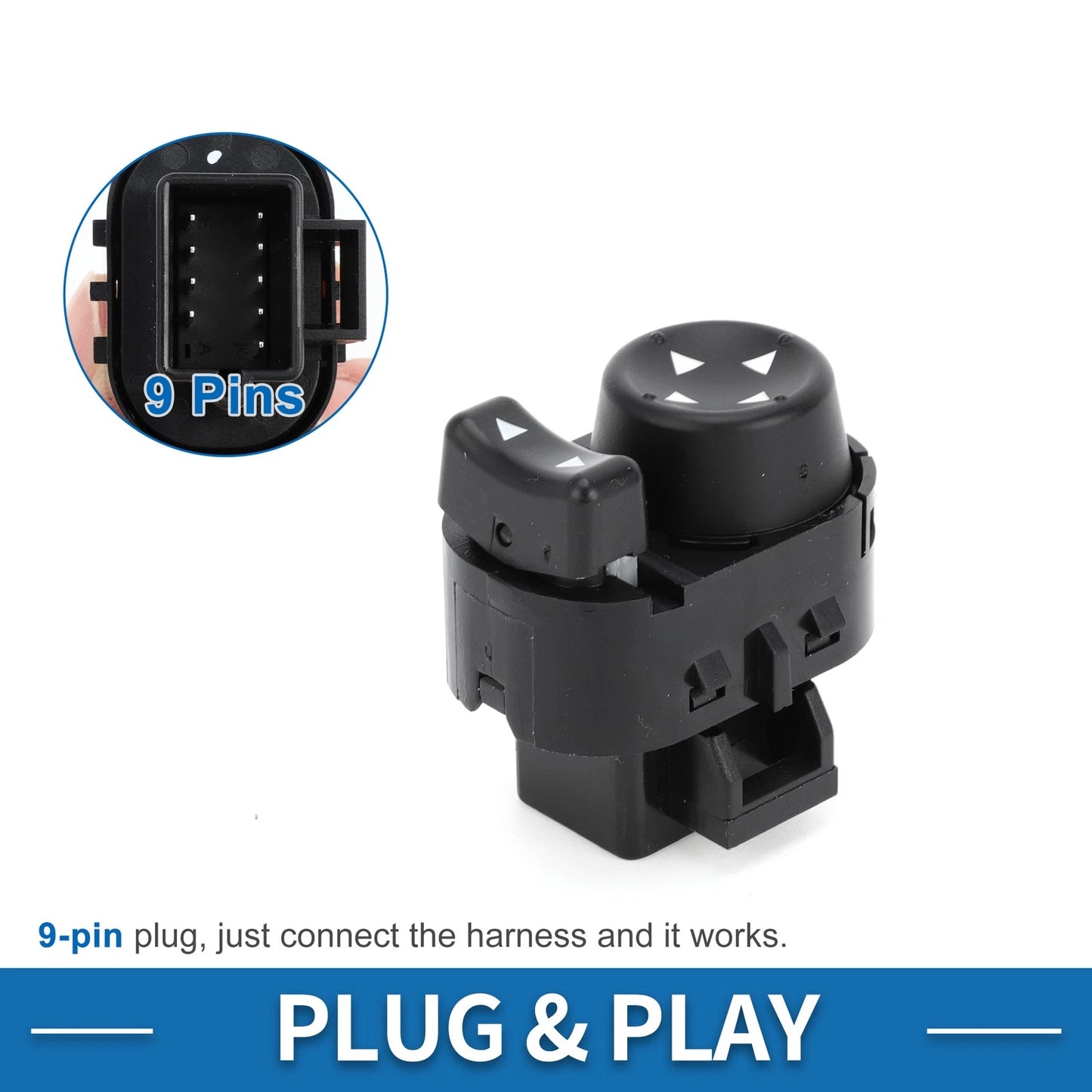 Car Mirror Switch Plastic Black for Chevrolet Malibu (2004 - 2008)