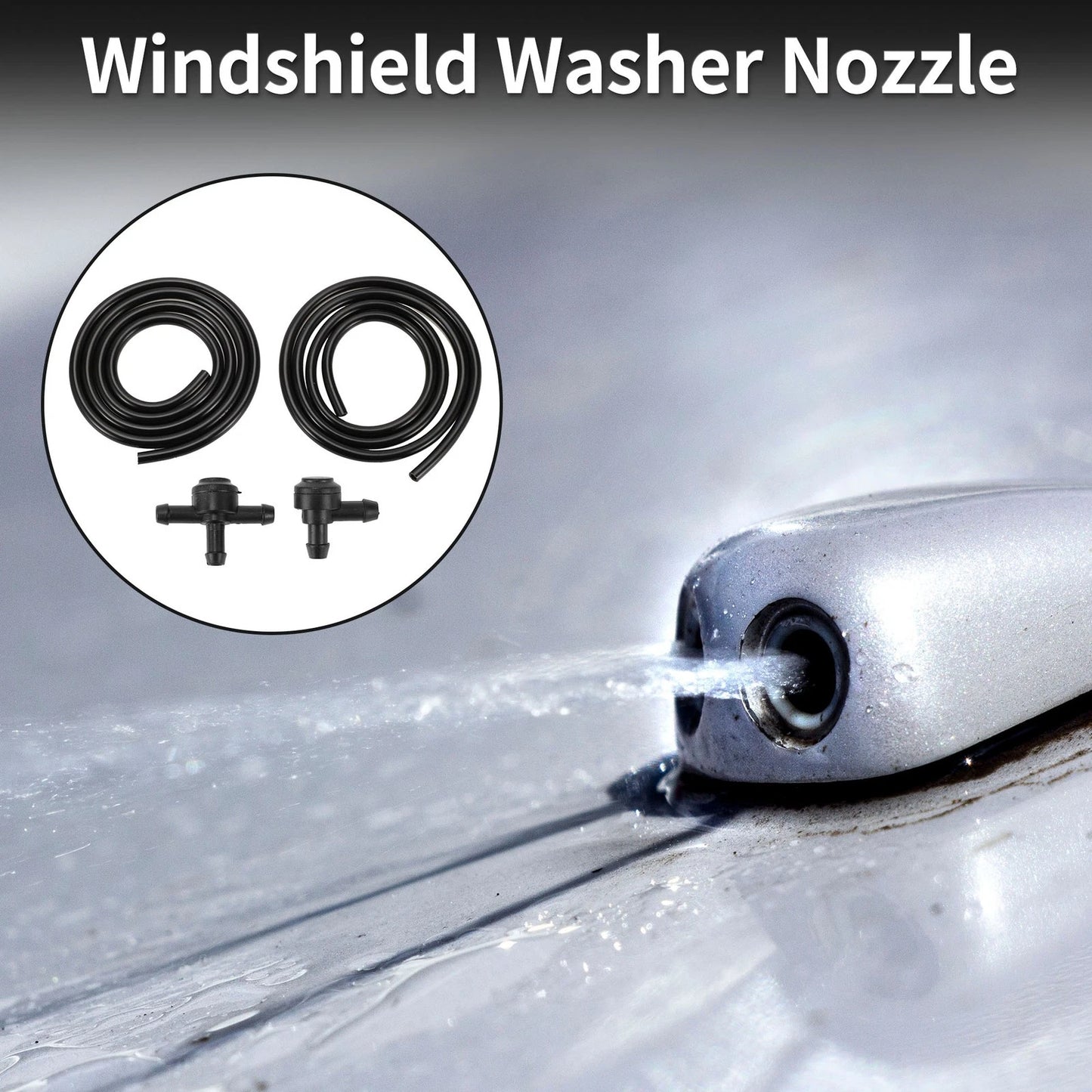 Windshield Washer Nozzle & Gasket, Fluid Hose for Ford F250 F350 F450 (2005-2023)