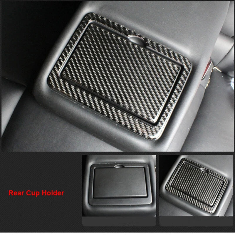 Carbon Fiber Rear Seat Cup Holder Panel Interior Trim for fit for Infiniti Q50