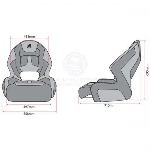 Relaxn Mako Series Premium Bucket Boat Seat Black Carbon/Tan + Cover