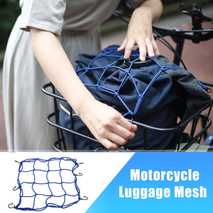 12" x 12" Motorcycle Cargo Net Luggage Thick Mesh Blue 4x4 for Motorcycle