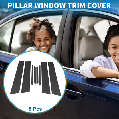 8pcs Door Pillar Window Trim for Toyota CHR (2017-2023) Carbon Fiber Black