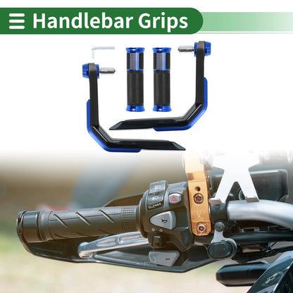 Hand Grips Cover Kit for Motorcycle Handlebar Aluminum Alloy Blue Rubber