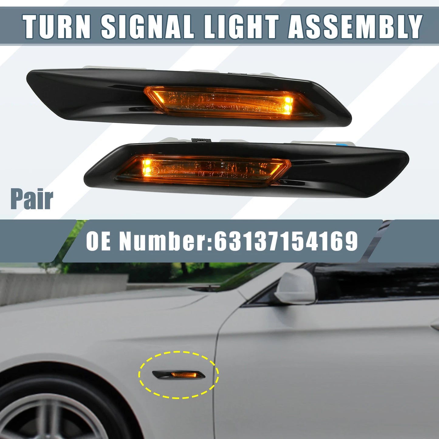 Amber Side Marker Turn Signal Light for BMW 528i 535i 550i F10 (2011-2016)