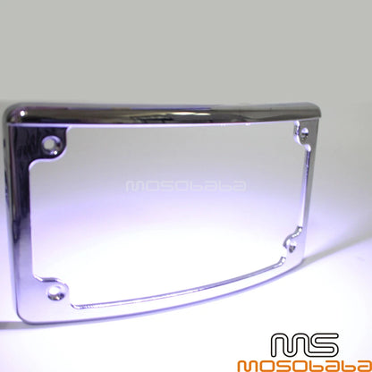4x7 Curved License Plate Frame w/ LED Light for Harley Custom Bobber