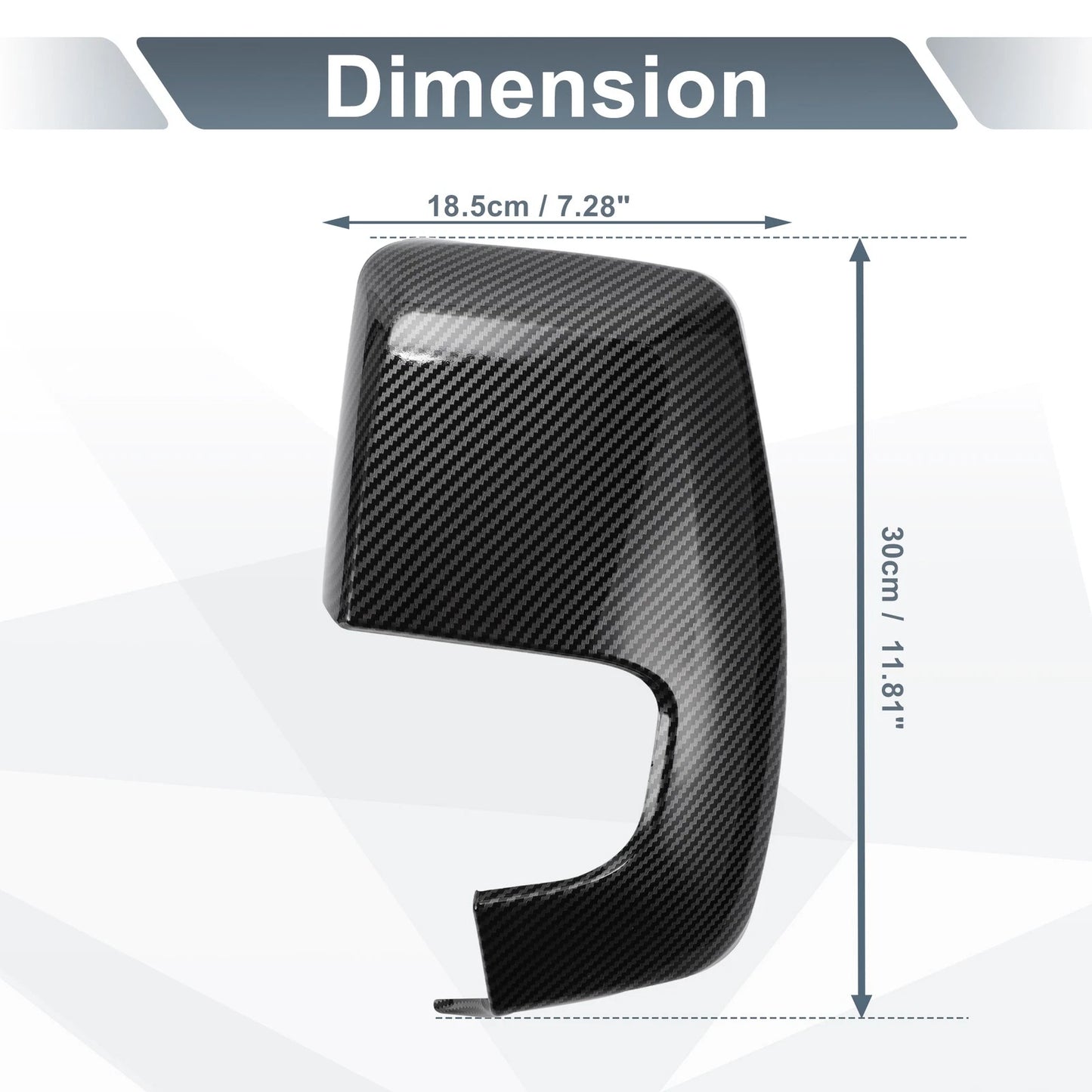 Rearview Mirror Cover Cap Black Carbon Fiber for Ford Transit Custom (2014-2023)