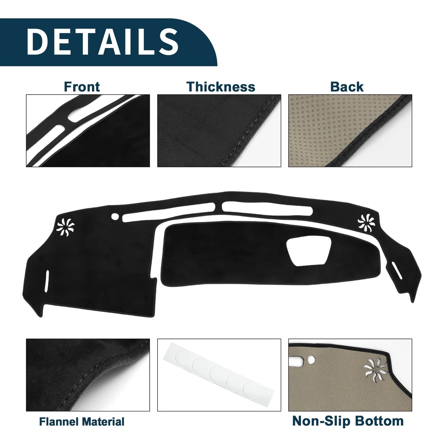 Dashboard Cover Mat for Suzuki WagonR MH35S/55S (2012-2022) Black 1 Set