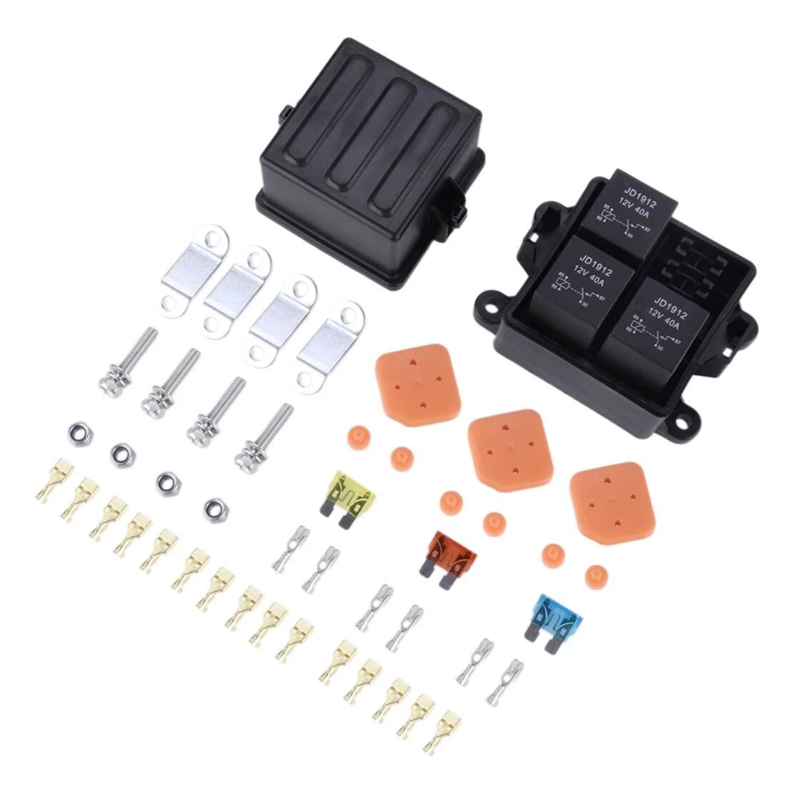 3 Way Relay Fuse Box w/ 5-Pin 40A Relay & Fuses for Car, Truck, Boat