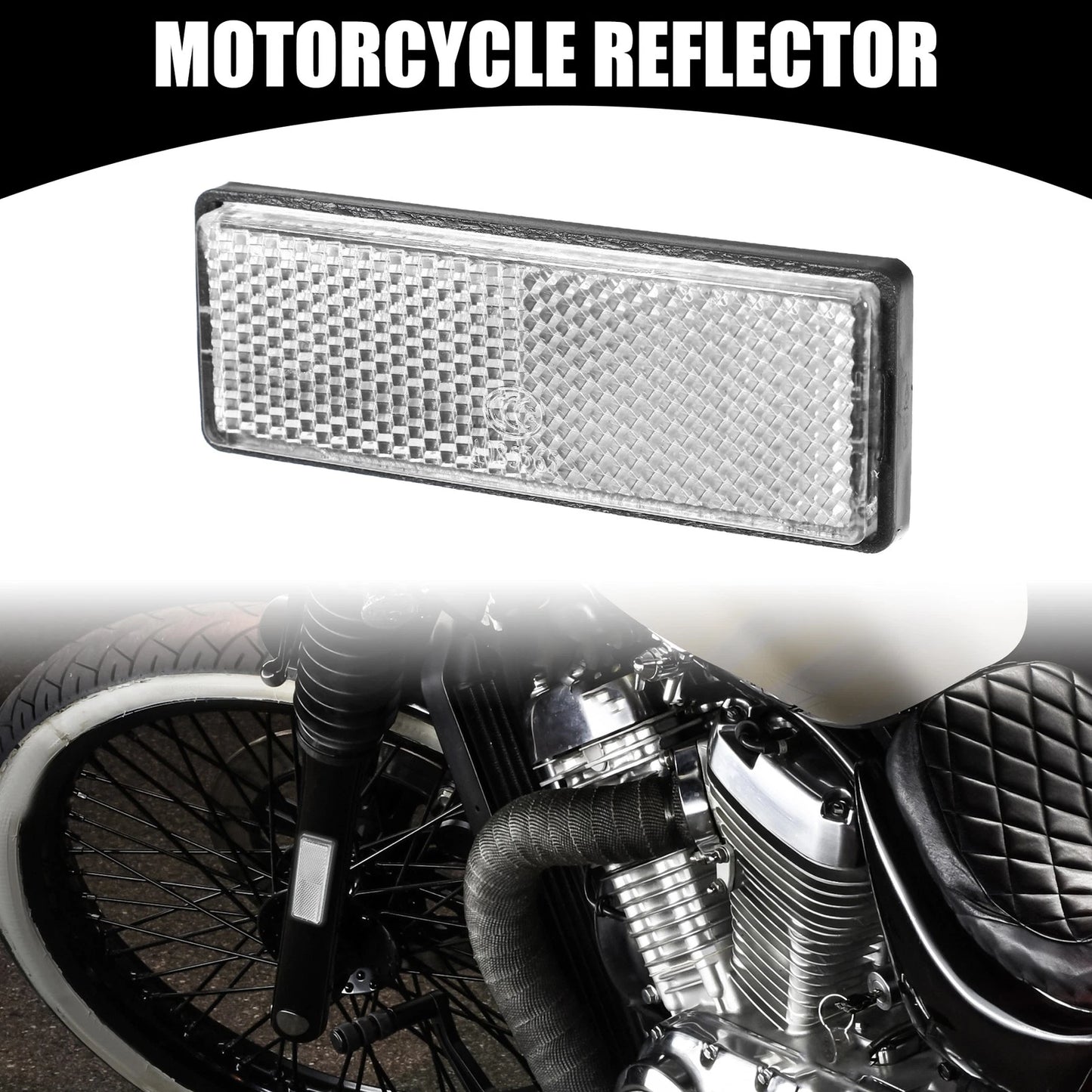 2 x 3.46x1.26 Universal Reflector Rectangle for Motorbike Bike White
