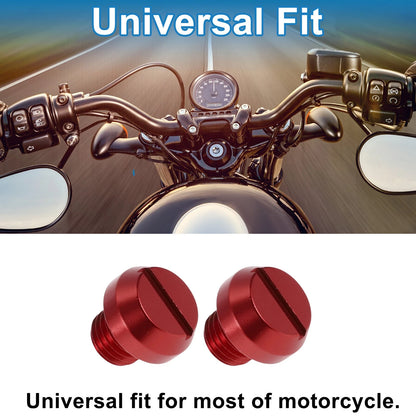 2 x Mirror Hole Plugs M10x1.25 Right Hand Red Mirror Screws for Motorcycle