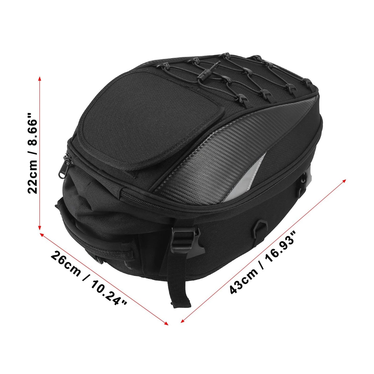 Motorcycle Seat Tail Bag Motorbike Travel Rear Luggage 1680D Black Backpack