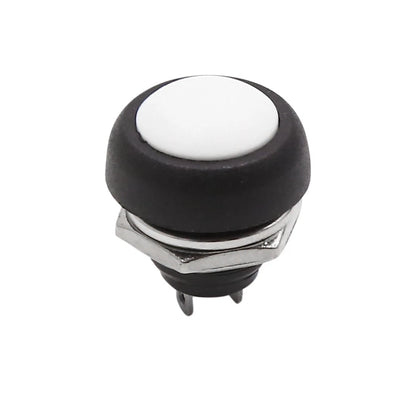 12V-24V 12mm White Round 2-Terminal Push Button Switch for Car/Motorcycle