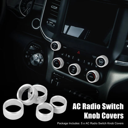 5 x AC Radio Switch Knob Cover for Dodge Ram 1500 (2018 - 2020)
