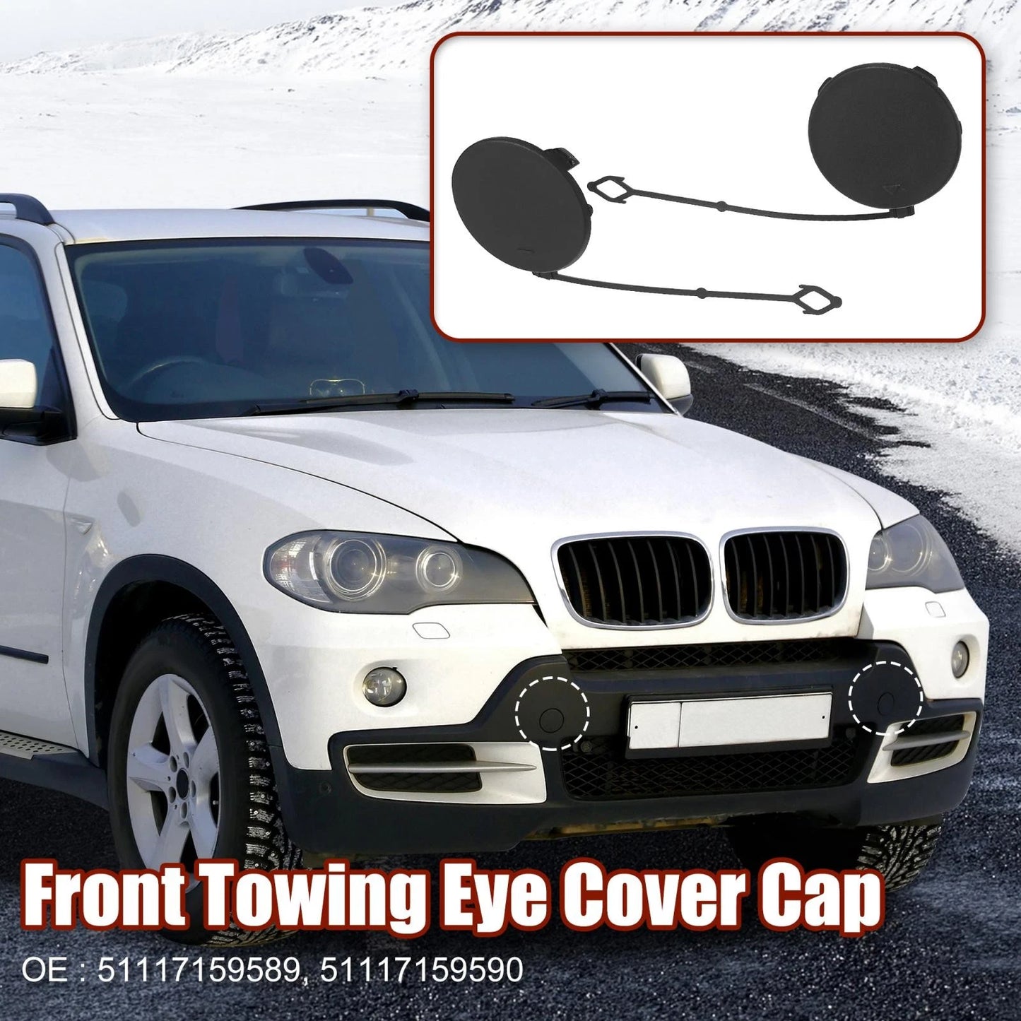 Front Bumper Tow Hook Cover Cap 2 x for BMW X5 (2006-2010)