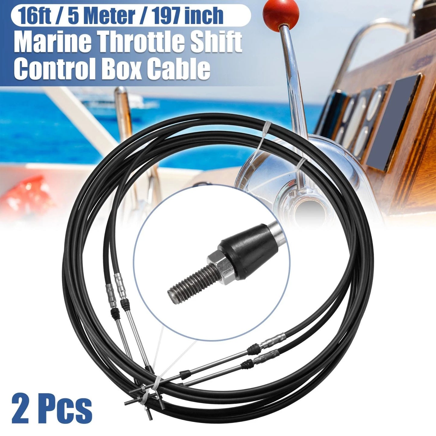 Cable 2 x 16ft 197Inch Marine Shift Remote Control Box for Yamaha