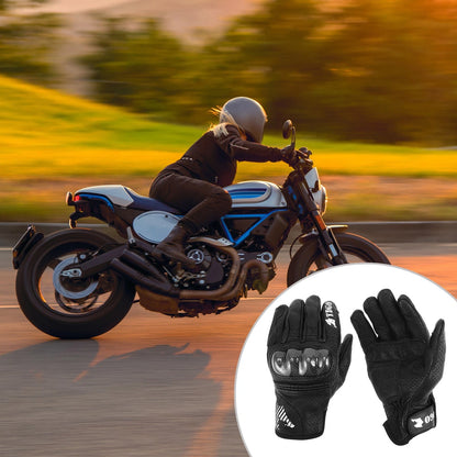 Pair Motorbike Gloves Spring Summer Breathable Smartphone Touch L Black Nylon