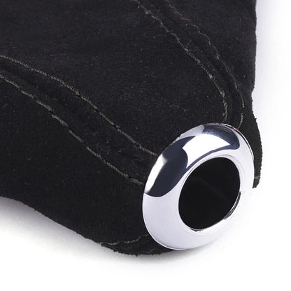 Black Suede Leather Shift Knob Boot Cover for Universal Cars