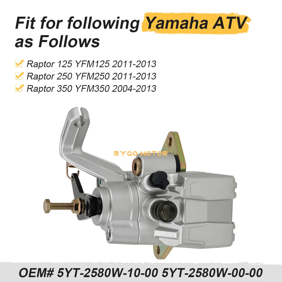 Rear Brake Caliper & Pads for Yamaha Raptor