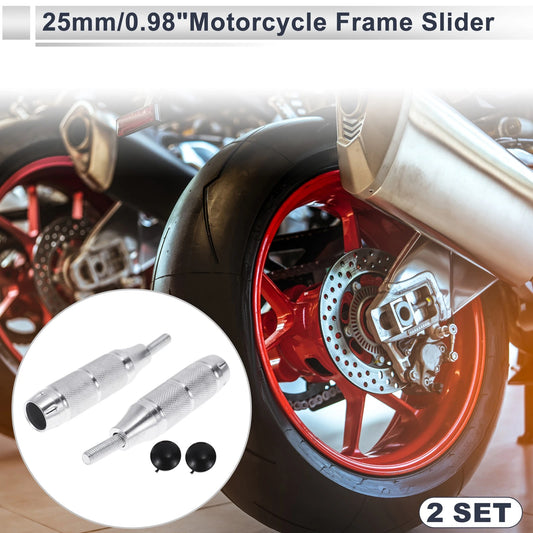 0.71in Aluminum Alloy Motorcycle Slider Frame 2 x Silver Tone for Motorcycle