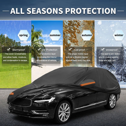 210D-PU Car Cover w/ Left Side Door Zipper for Volvo V90 Wagon (2017-2023)