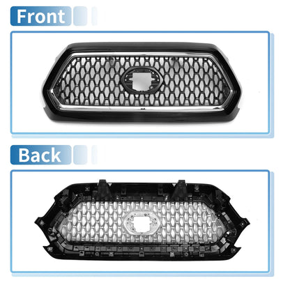 Front Hood Bumper Grille for Toyota Tacoma (2019-2020) Chrome Silver Tone