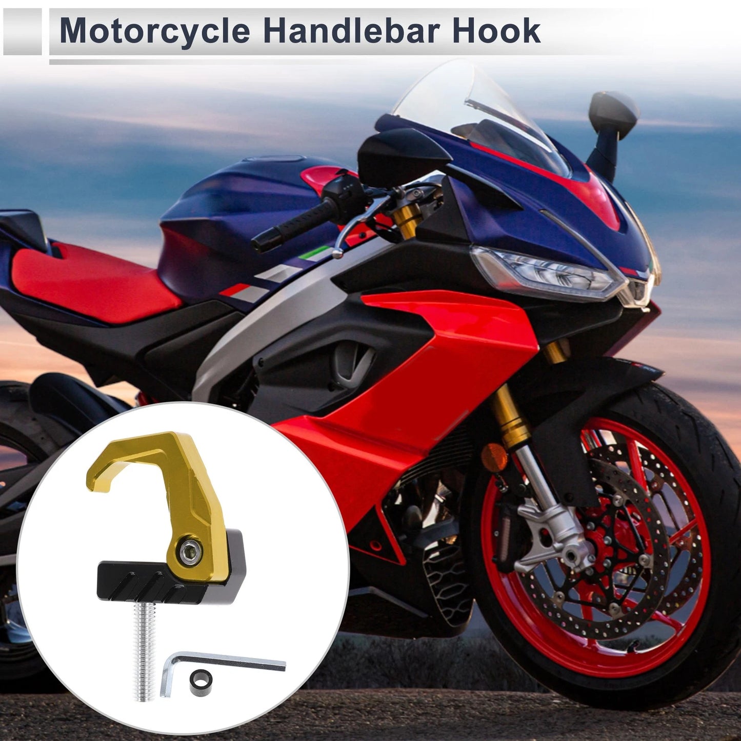 Square W/ Fingerprint Motorcycle Hanging Hook 1 Set Gold Tone Black 42mm