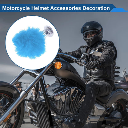 Decoration / 2 x Blue Plush Iron Helmet Accessories for Motorcycle