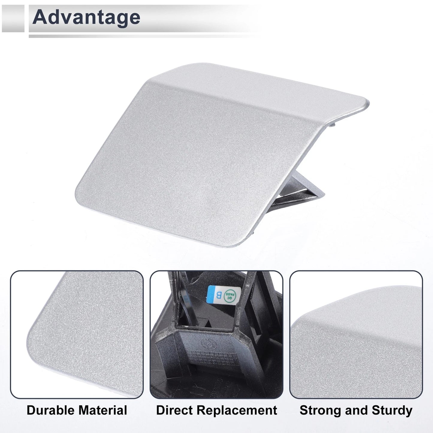 Front Left Side Bumper Headlight Washer Nozzle Cover Cap for BMW X5 Silver Tone
