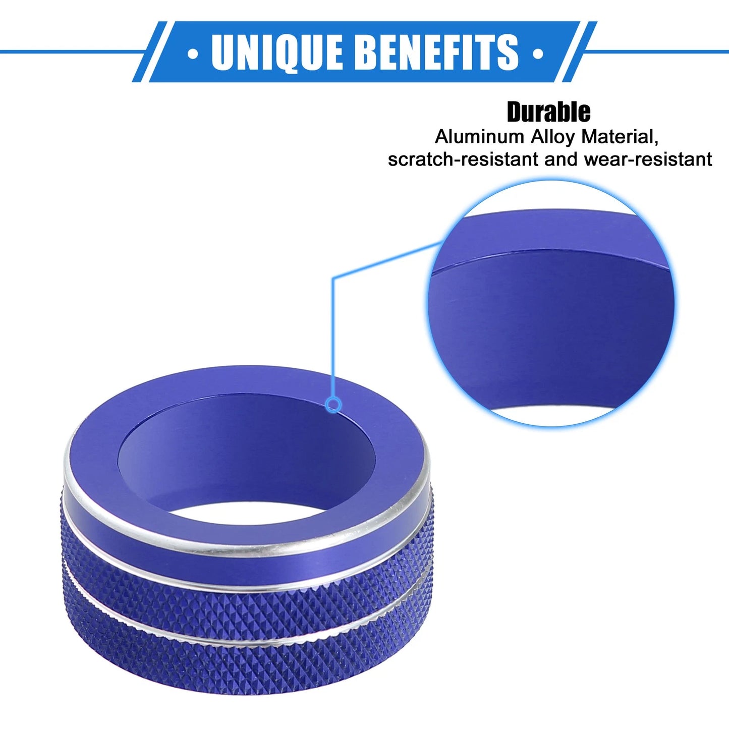 3 x AC Climate Control Knob Ring Covers for Jeep Renegade (2018-2023) Blue
