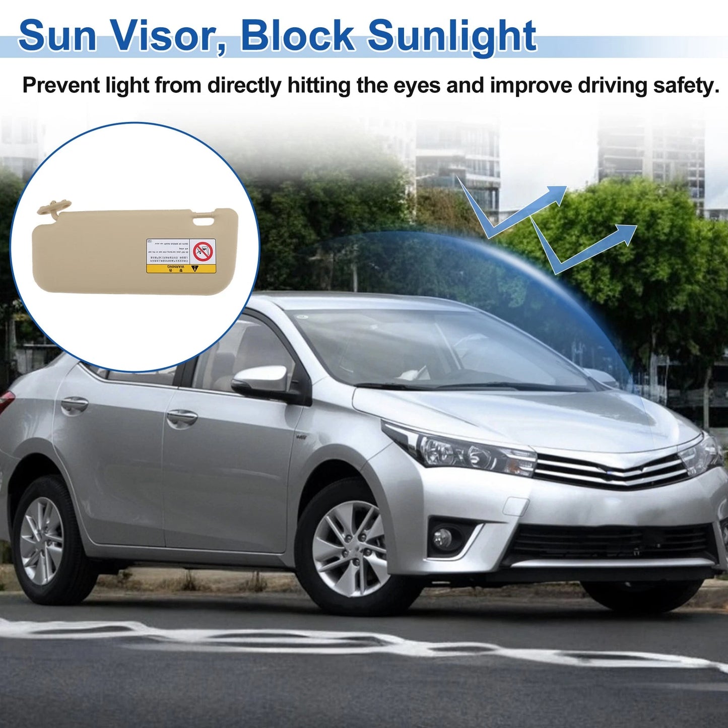 Right Side Sun Visor Beige for Toyota Corolla (2014–2018)