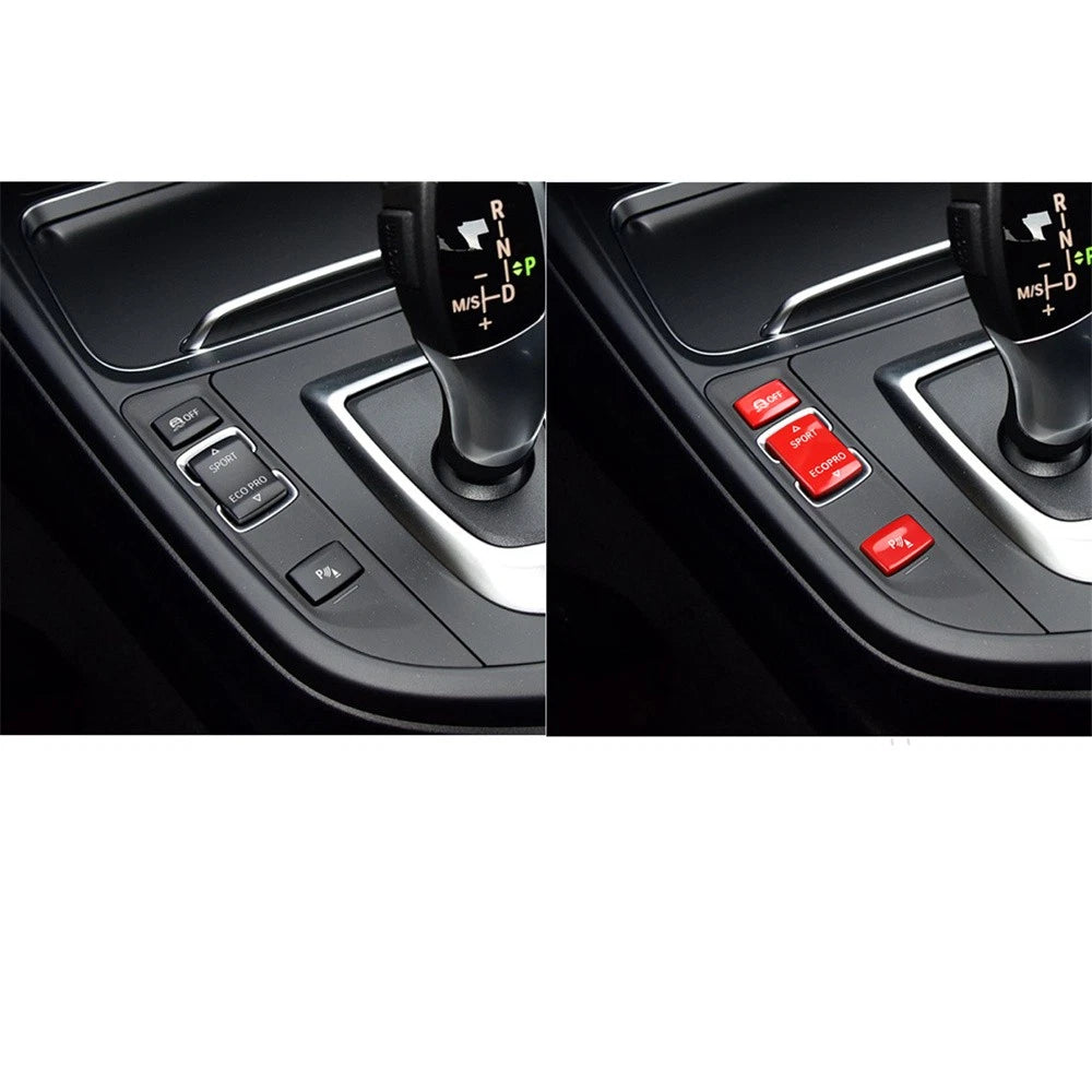 Red Gear Shift Panel Side Buttons Cover Trim for BMW 1 2 3 4 Series (2012-2020)