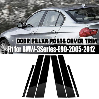 Glossy Black Window Door Trim Covers for BMW 3-Series E90 (2005-2012)