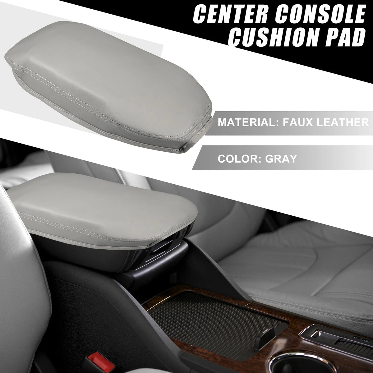 Center Console Armrest Cushion Soft Pad Cover Gray for Toyota RAV4 (2019–2023)