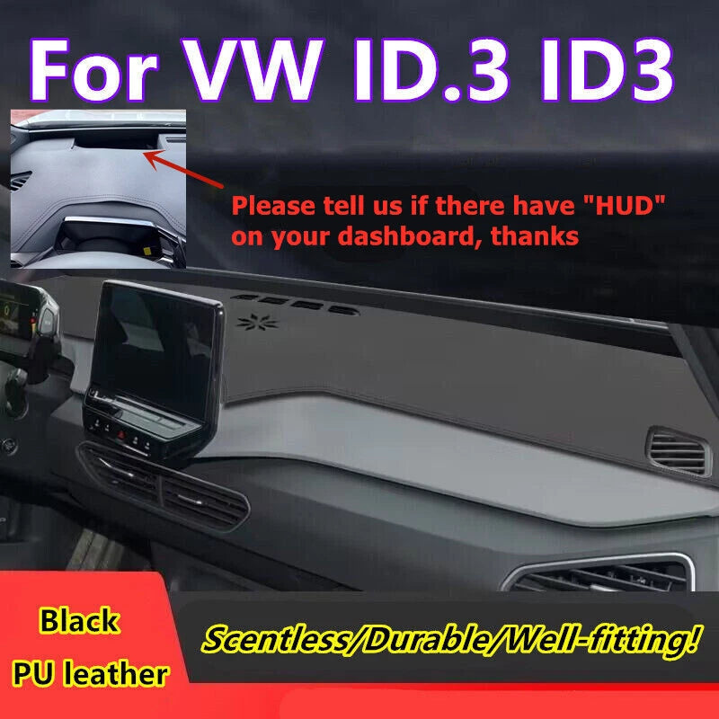 Car Leather Dashboard Dash Cover Protector Mat Pad Black for VW ID.3