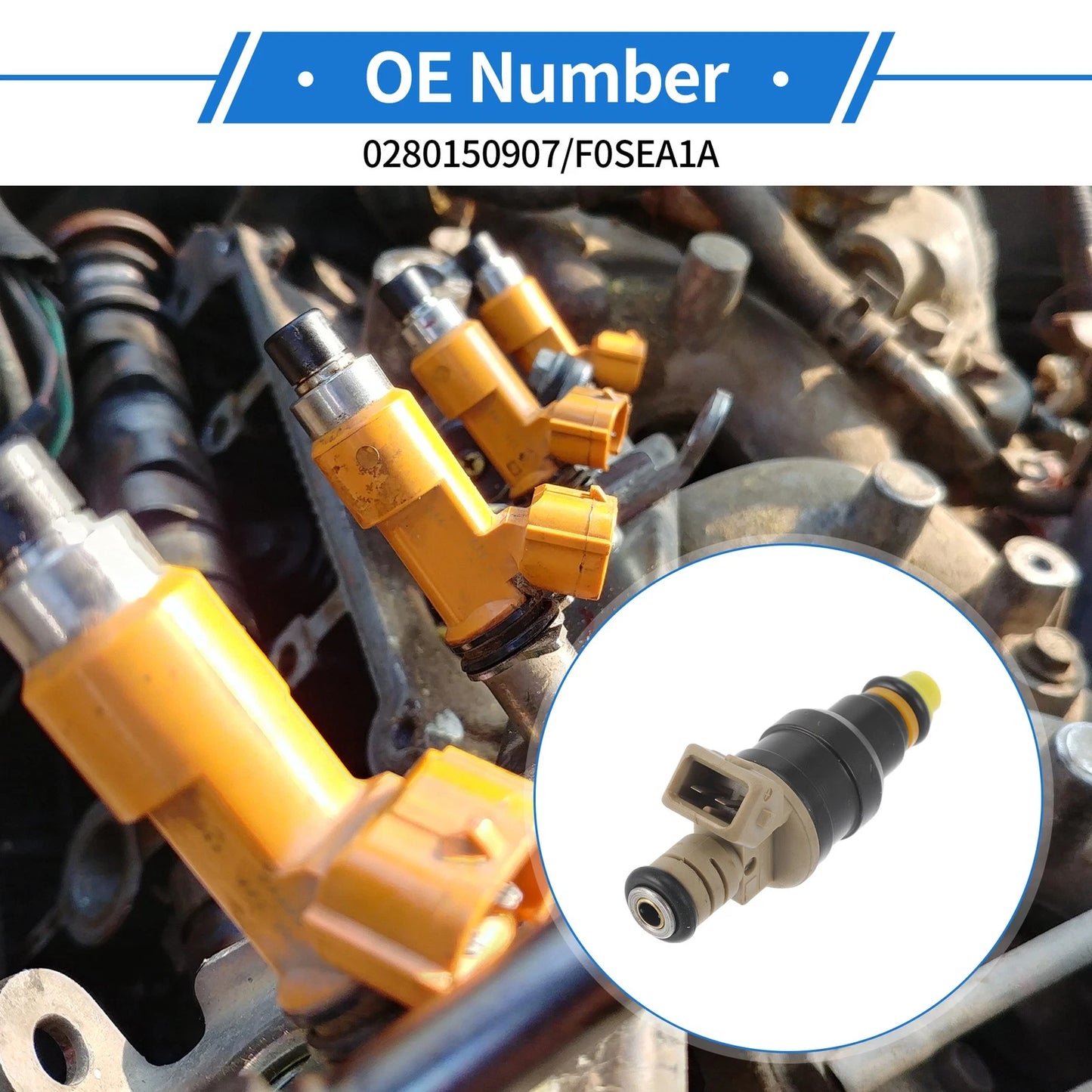 Fuel Injector 1 Pc No.0280150907 for Ford F-150 F-250 4.9L 3.0L V6 (90-95)