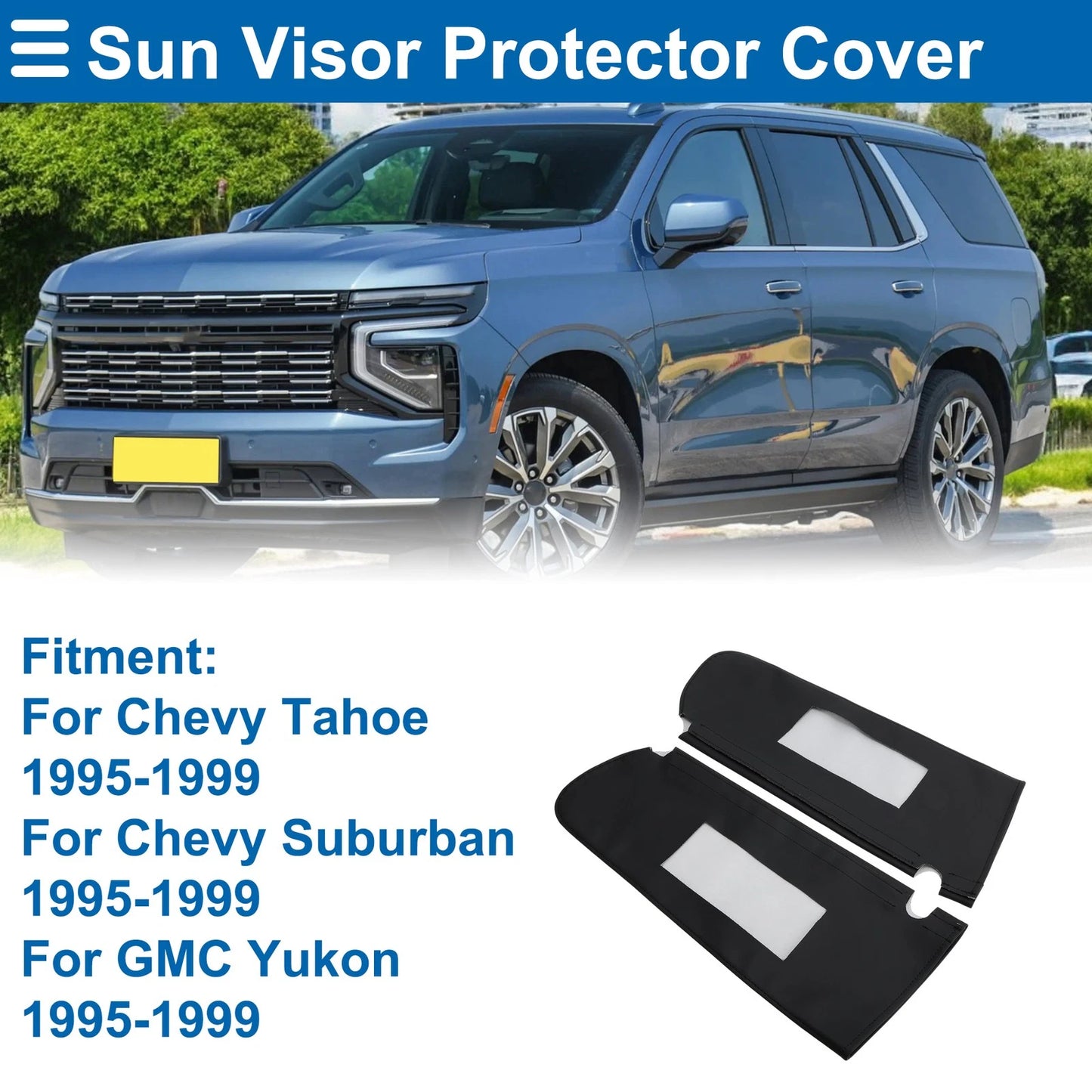 Sun Visor Cover for Chevy Tahoe (1995 - 1999) Left and Right Side Black