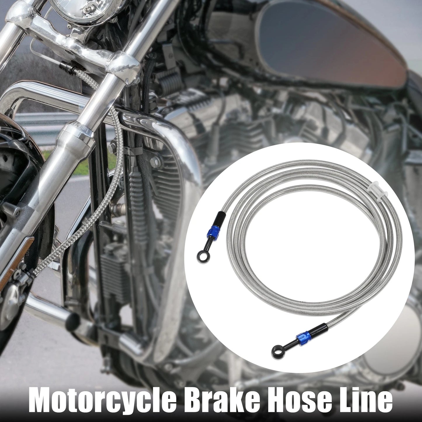 90 Degree Brake Hose 240cm Silver Tone for Motorcycle