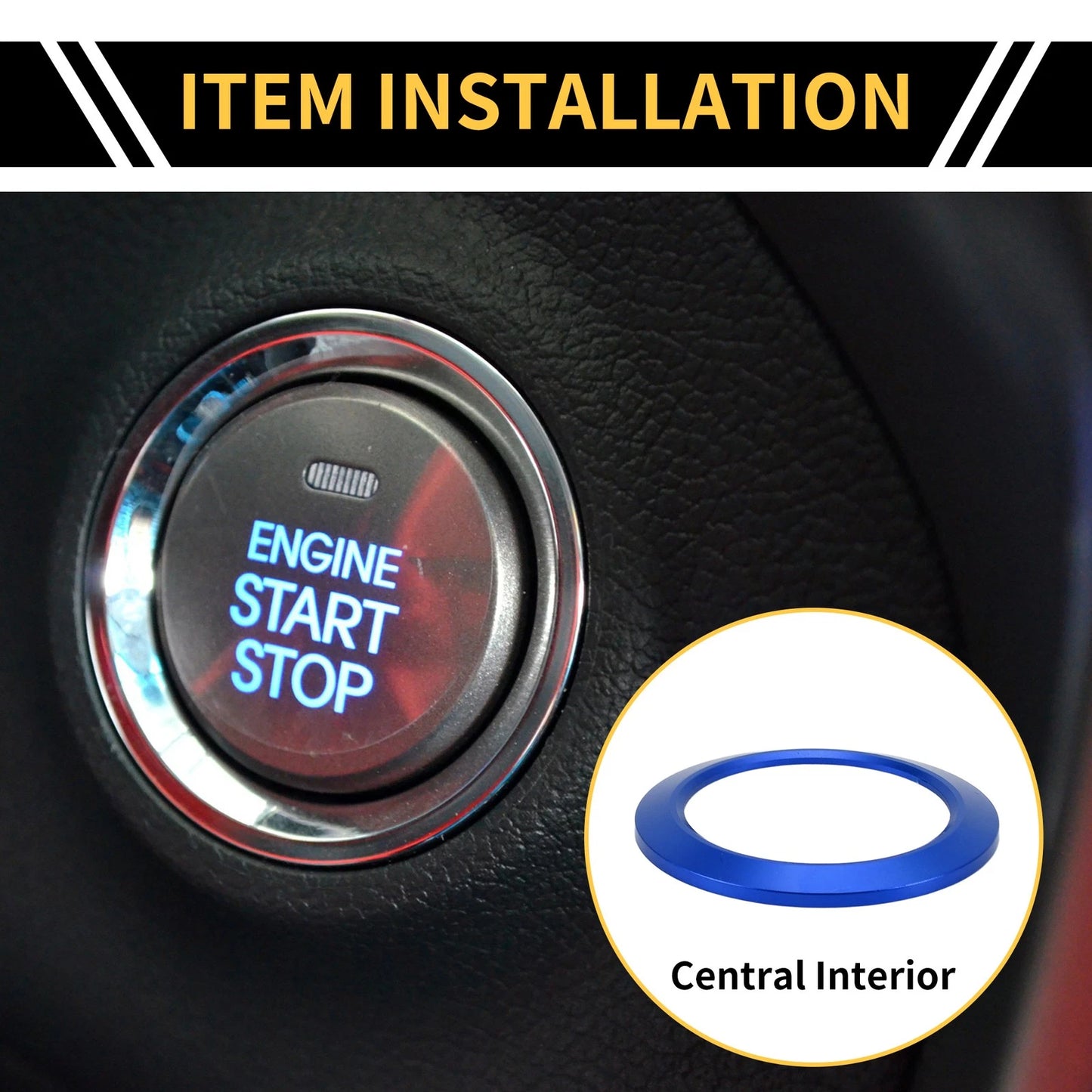 Engine Start Stop Button Switch Knob Cover Ring for Ford F-150 (2016-2021)
