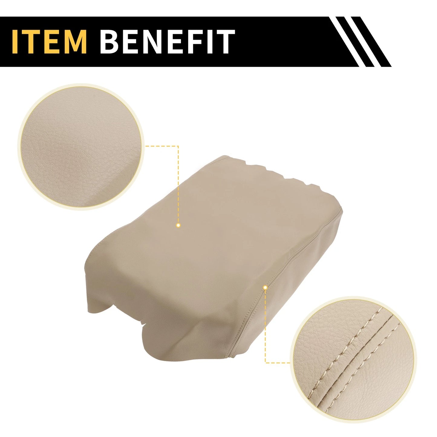 Console Lid Armrest Cover for Toyota Tundra (2007-2021) Microfiber Leather Beige