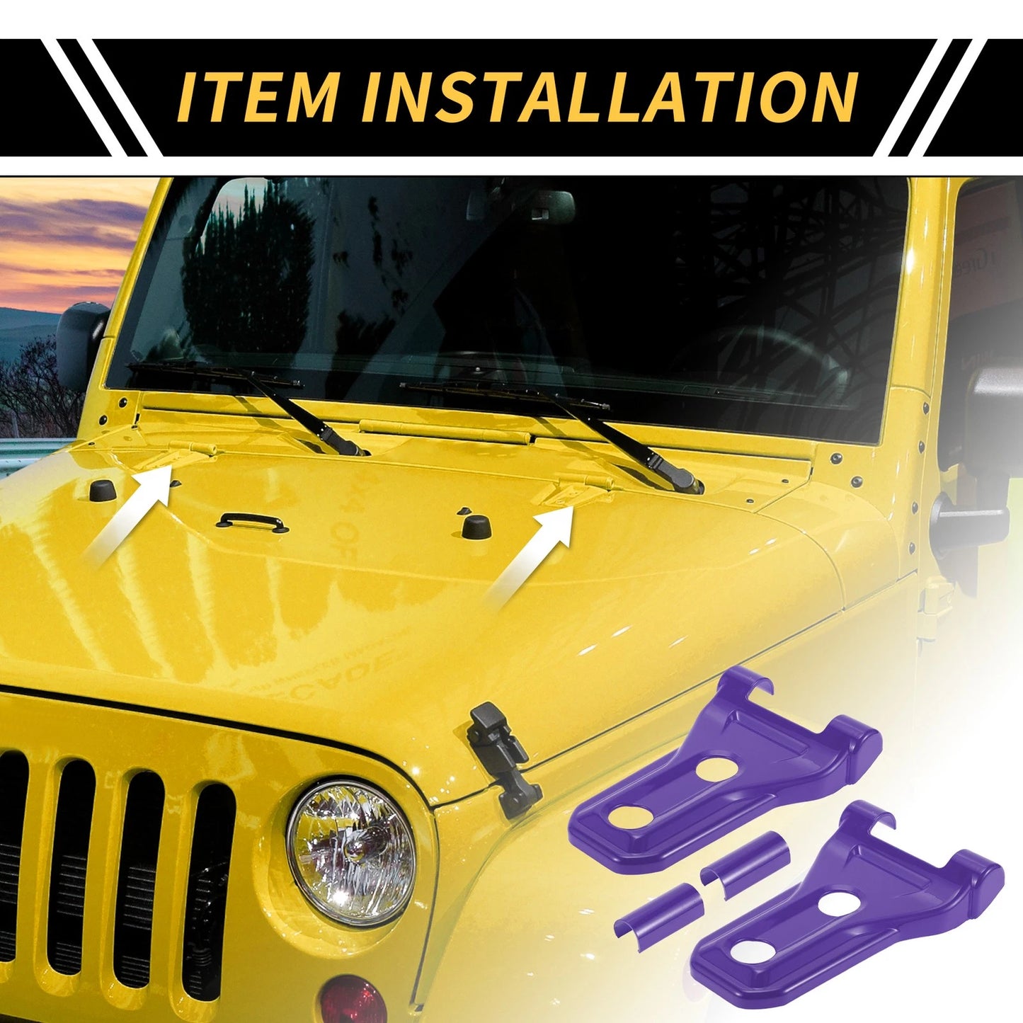 Hood Hinge Cover Trim for Jeep Wrangler JL JLU (2018-2024) - Purple 1 Set